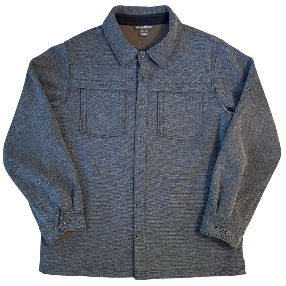 ExOfficio Shacket Fleece-Lined Button-Front Hike Camp Outdoor Gray Men’s Large